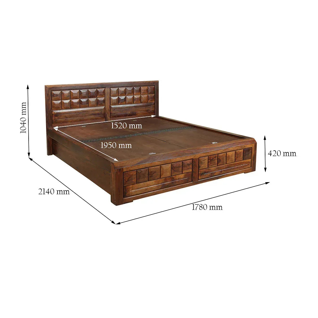 Woodrow Sheesham Wood (Rosewood) bed with storage in Honey Colour - HomeTown