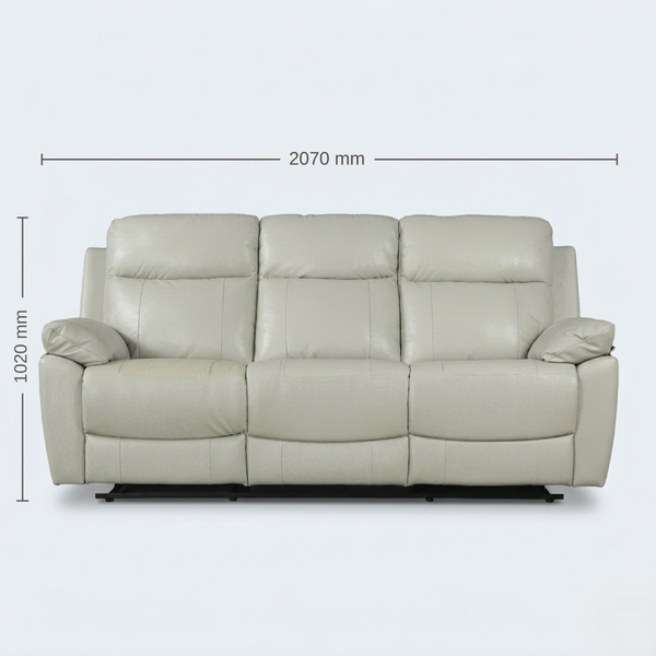 Quantum Half Leather | 3 Seater Recliner | Light Grey dimensions