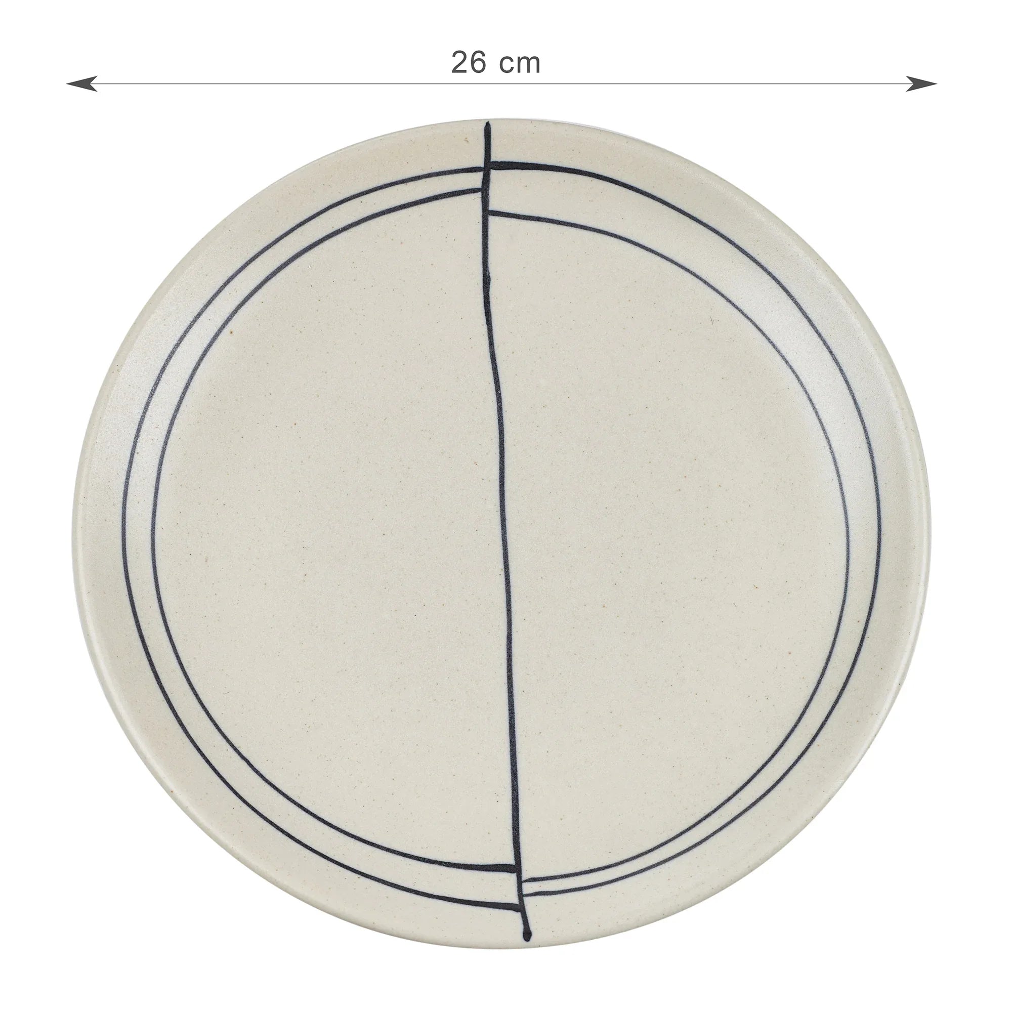 Artisanal Studio Pottery Stoneware Dinner Plate Set of 4 in Black & Ecru Colour - HomeTown