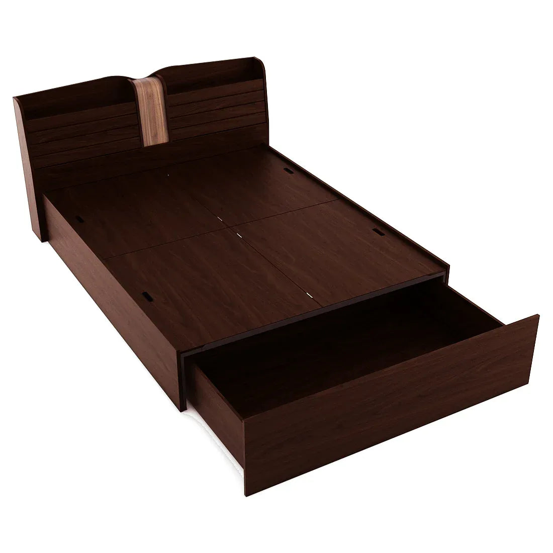 Magnum Engineered Wood Bed with Storage in Urban Walnut Colour - HomeTown