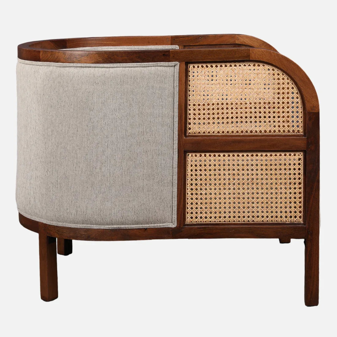 Siam Solidwood Single Seater Sofa in Beige Colour - HomeTown