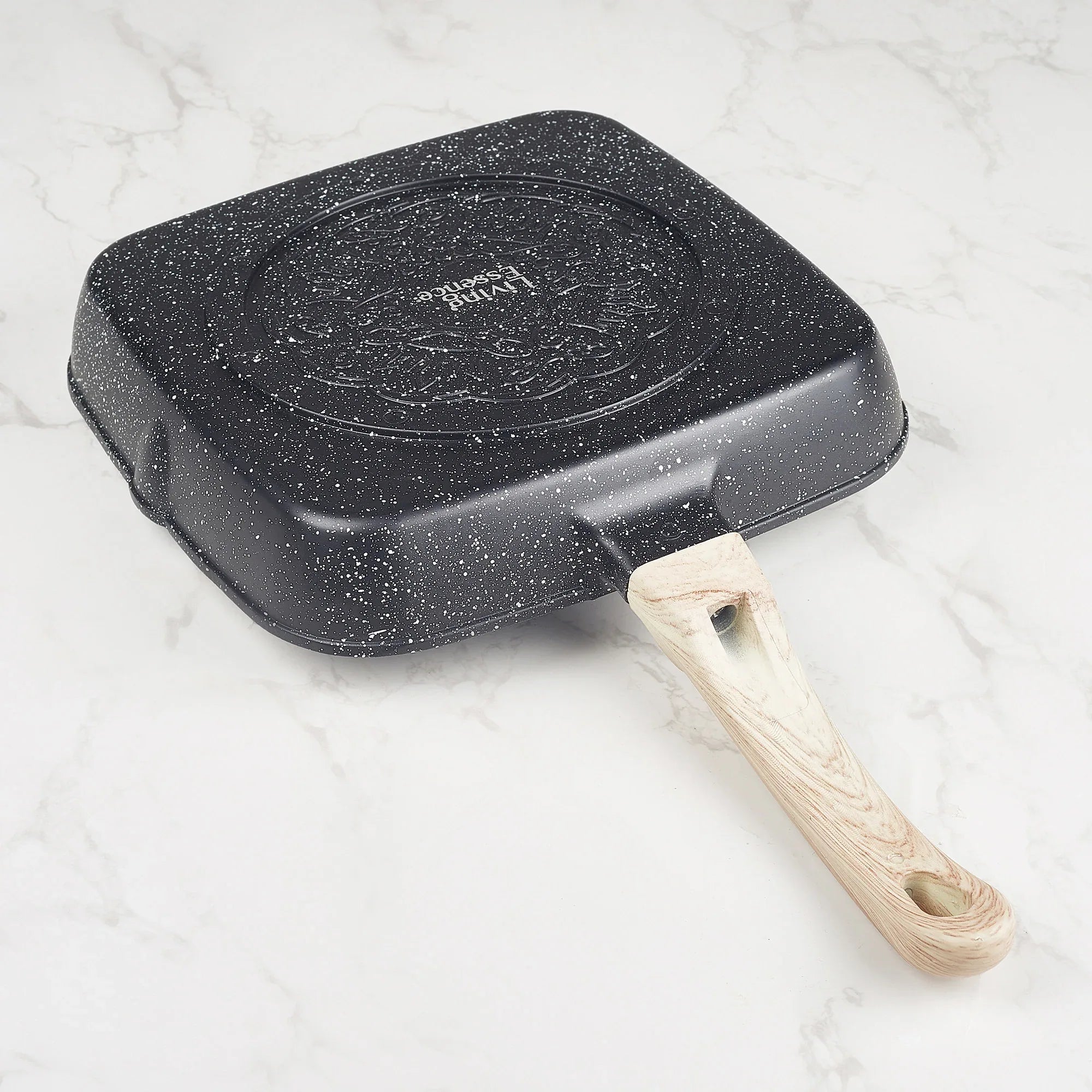 MasterCook+ 100% Virgin Aluminium Die-Cast Square Grill Pan 24 Cm in Black & Wood Colour - HomeTown