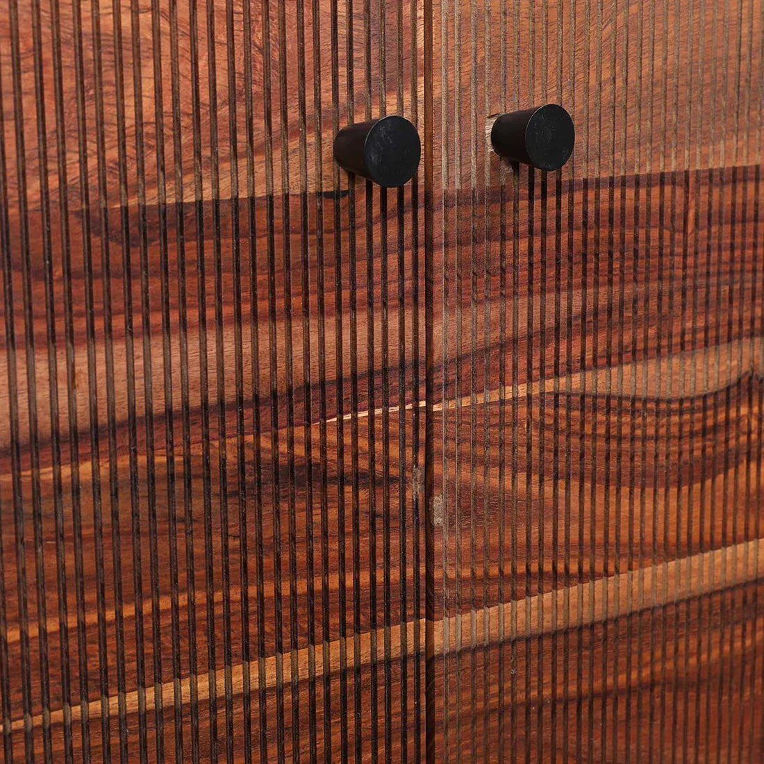 Sven Sheesham Wood(Rosewood) Sideboard in Natural Sheesham & Black Colour - HomeTown