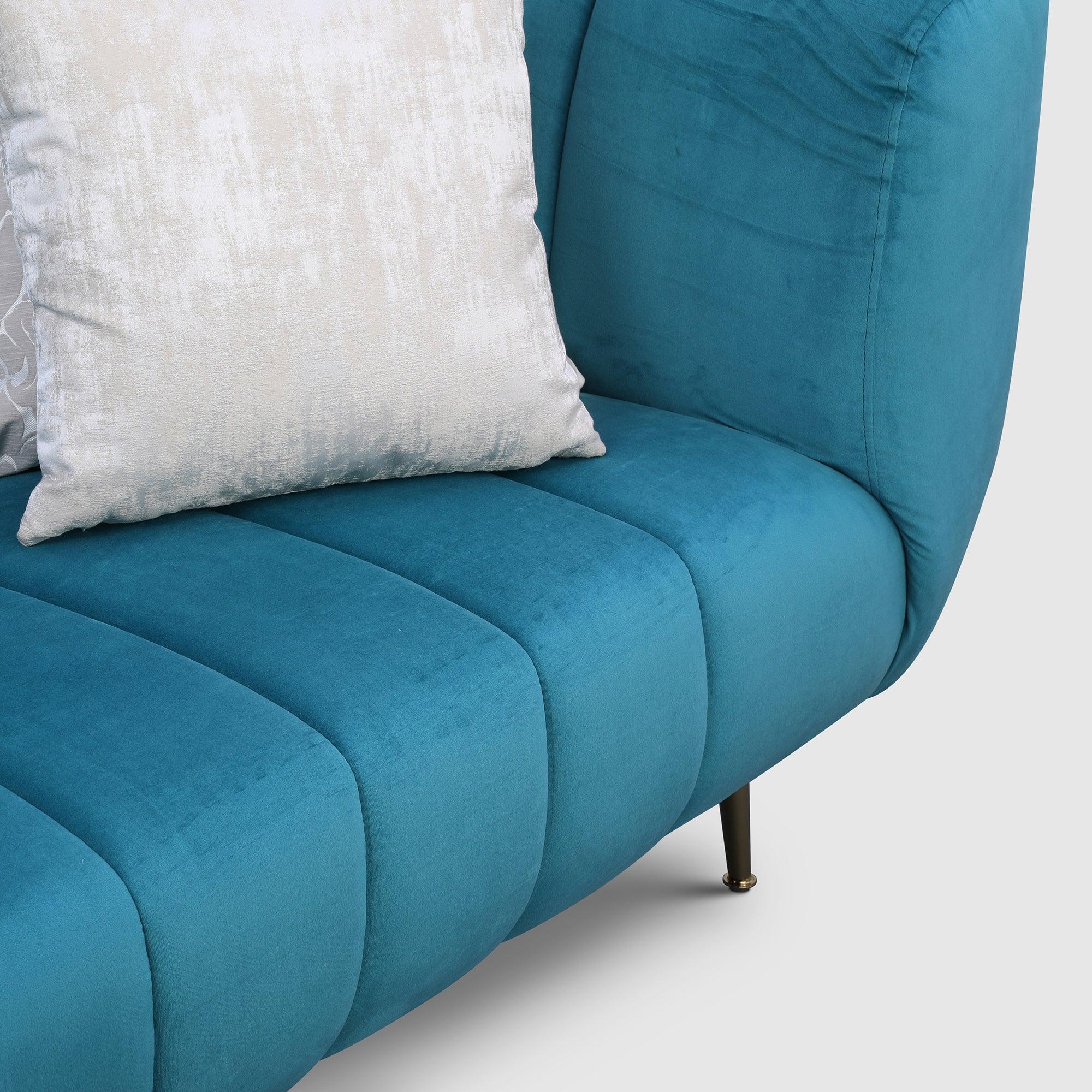 Catalina Velvet Three Seater Sofa in Teal Colour - HomeTown