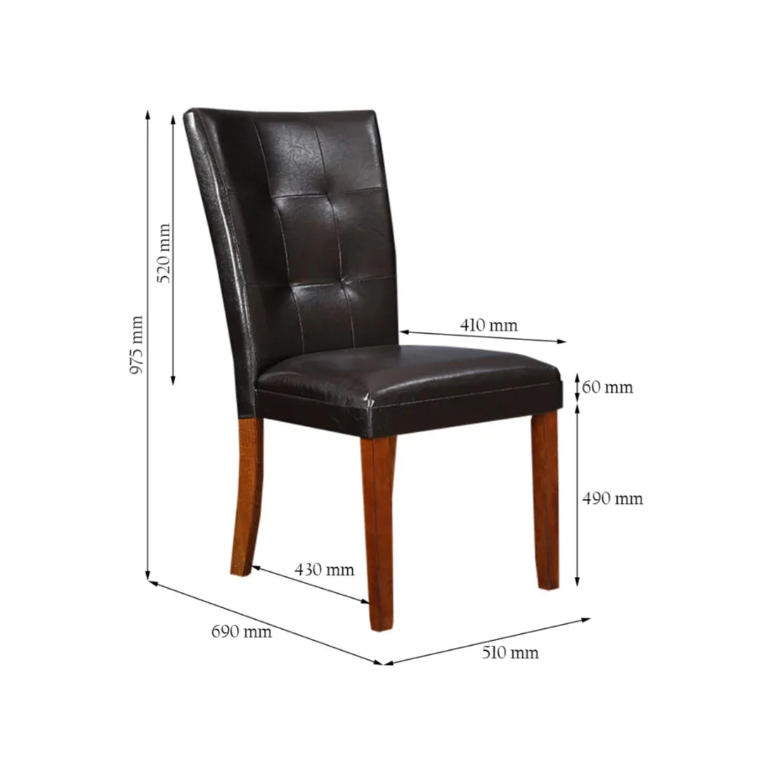 Eden Solidwood Dining Chair Set of 2 in Brown Colour - HomeTown