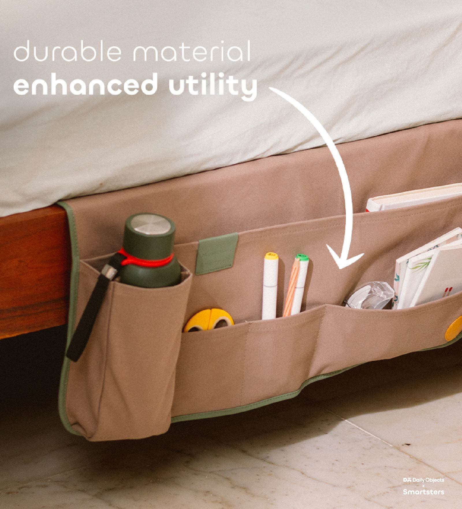 Beige Kangaroo Canvas Bed Pocket