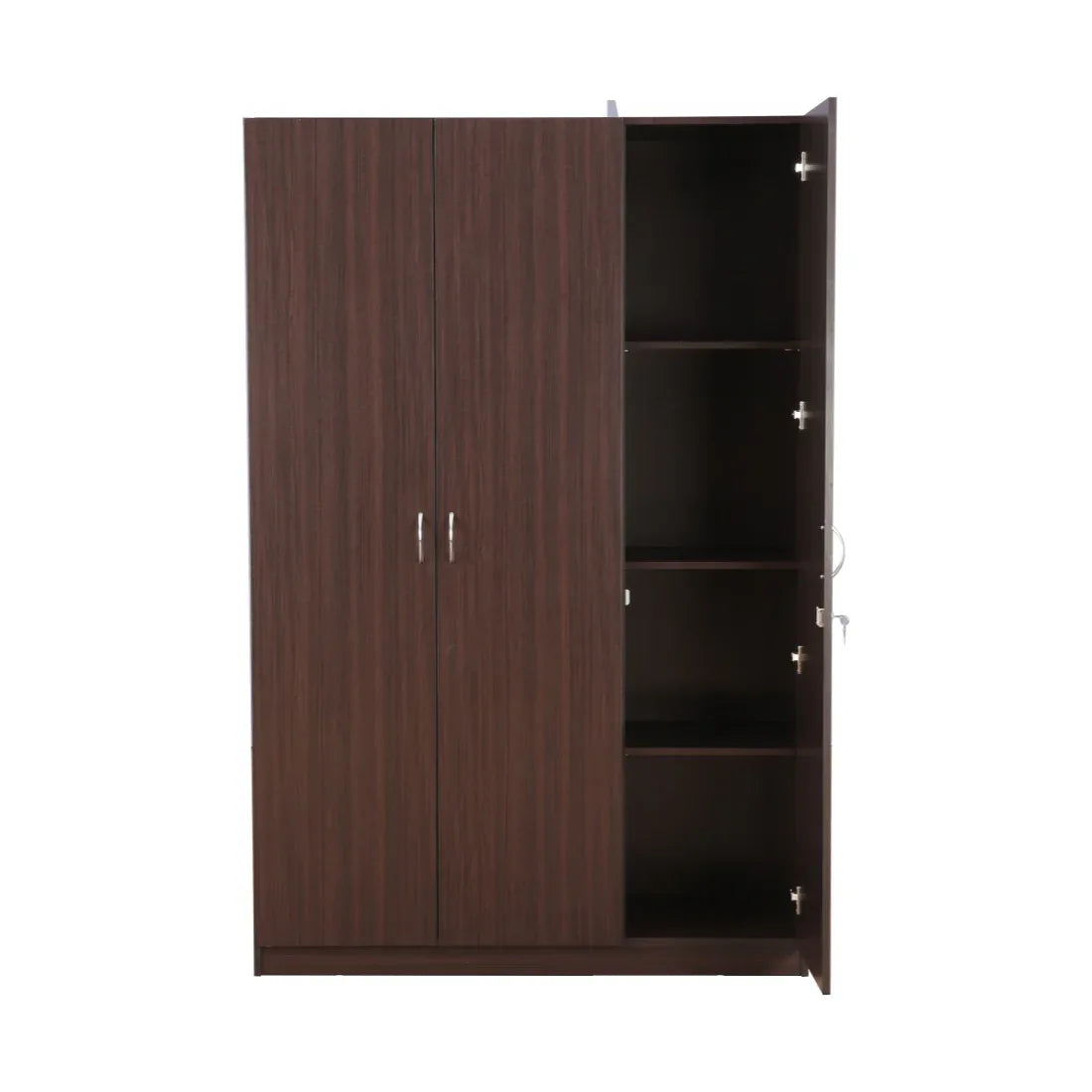 Willy Engineered Wood 3 door wardrobe in Walnut Finish - HomeTown