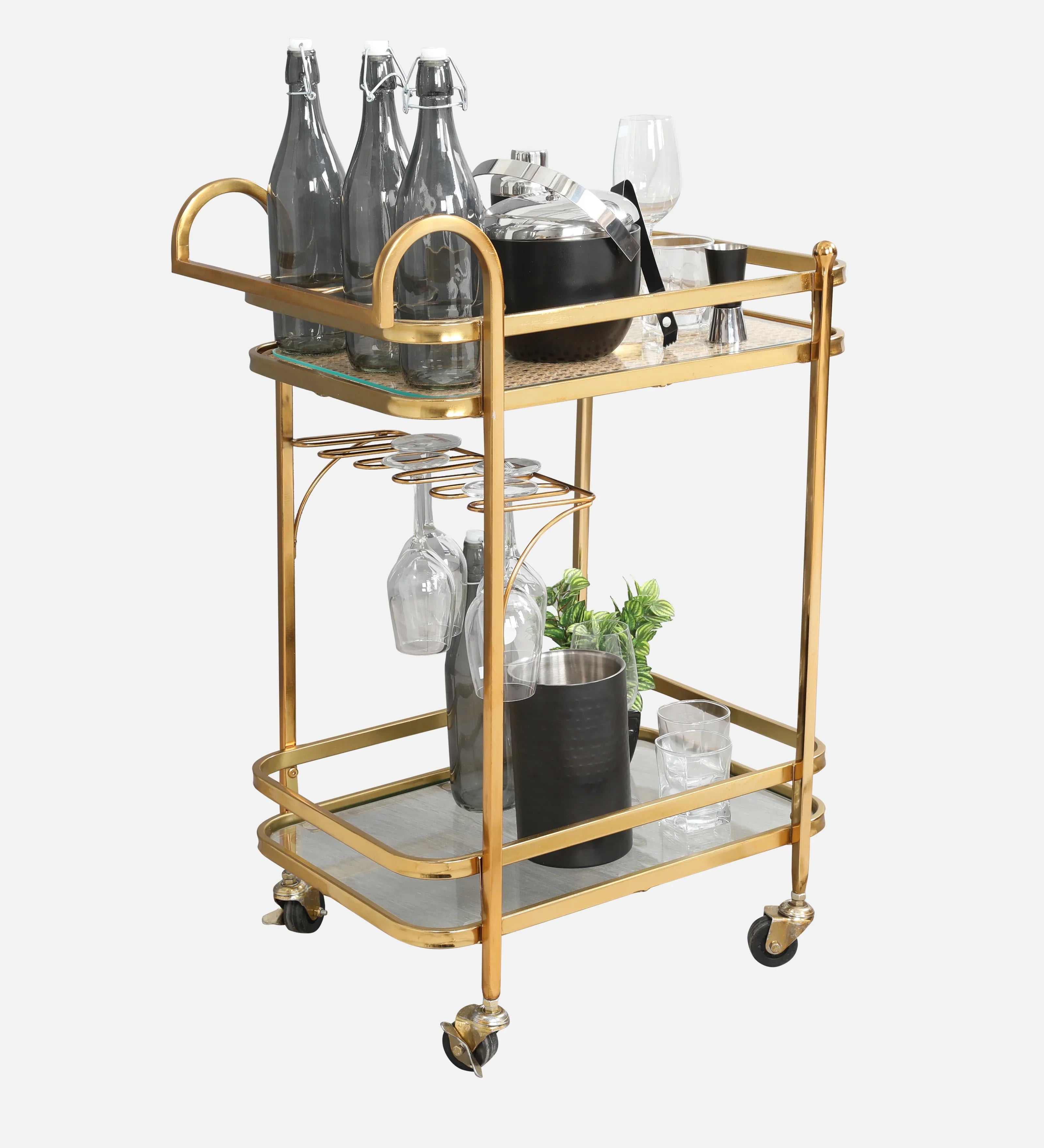 Alpen Metal Serving Trolley in Gold Colour - HomeTown