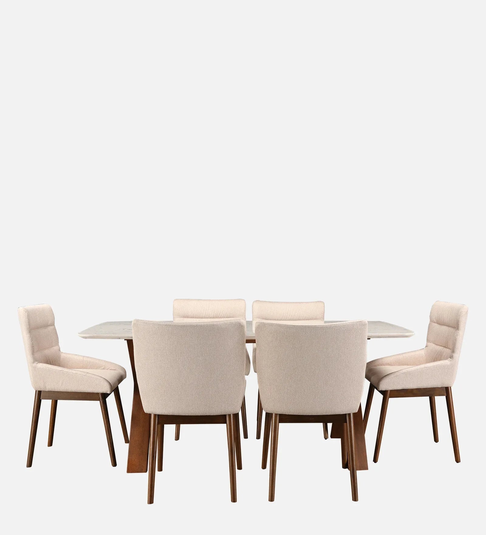 Sanddune Marble Top Six Seater Dining Set in Walnut Colour - HomeTown