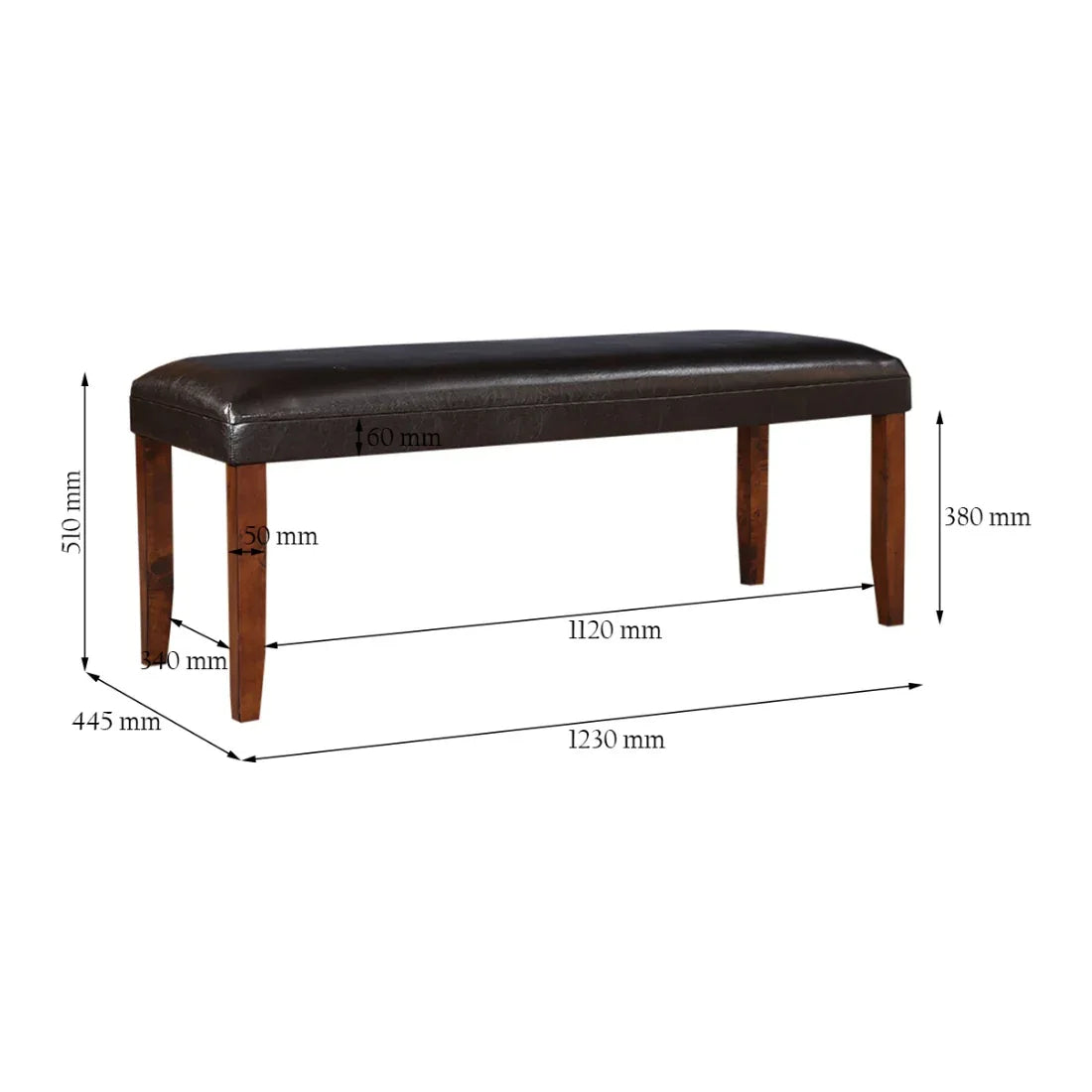 Eden Solidwood Dining Bench for 6 Seater in Brown Colour - HomeTown