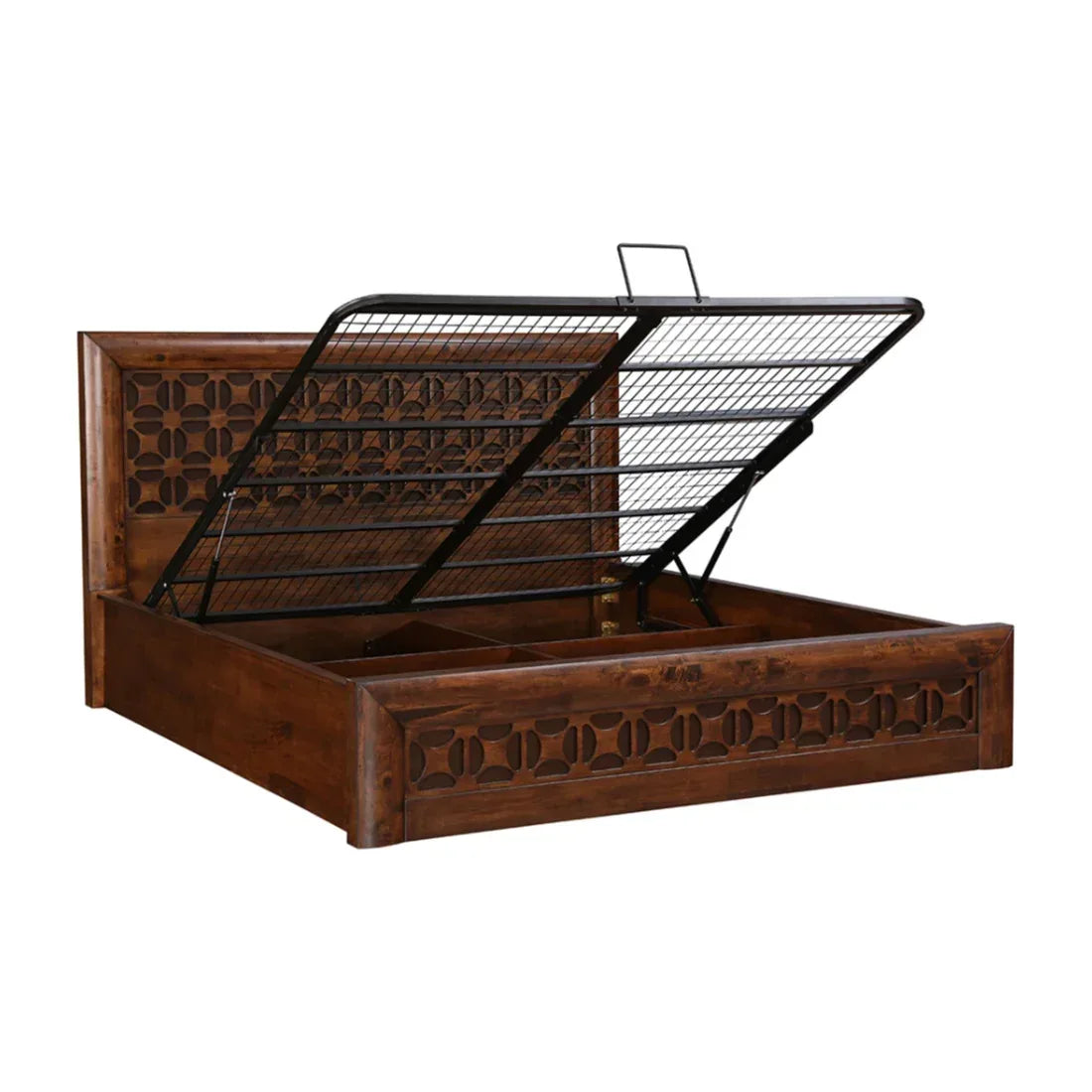 Casablanca Solidwood Bed with Hydraulic Storage in Premium Walnut Finish - HomeTown