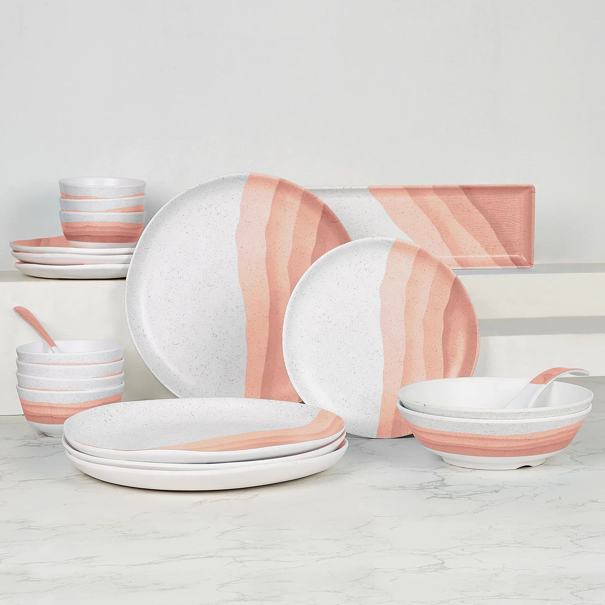 Emilia Melamine Serving Bowl 800 Ml Set of 2 in Pink Colour - HomeTown