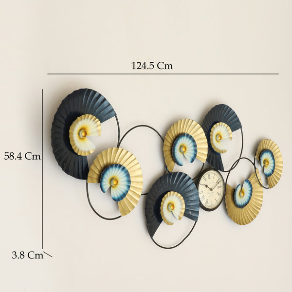 Vedas W Levan Abstract Circle Wall Decor with Clock dimensions