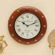 Vedas C-Harrow Heritage Wooden Polished and Brass Metal Fit Wall Clock with Dial