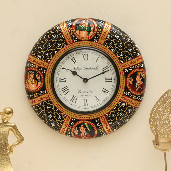 Vedas C-Srinika Handpainted Wooden Wall Clock with Dial dimensions