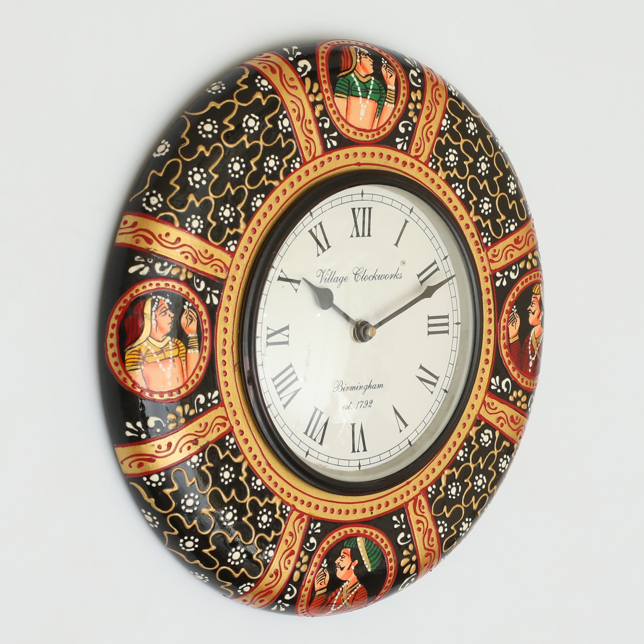 Vedas C-Srinika Handpainted Wooden Wall Clock with Dial