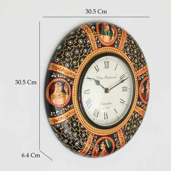Vedas C Srinika Handpainted Wooden Wall Clock with Dial dimensions