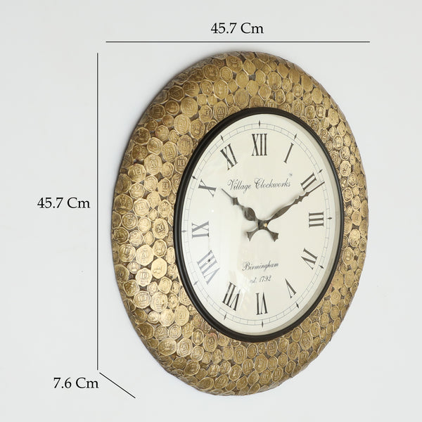 Vedas Rolling Coins Heritage Wooden Wall Clock Big - Decorative Wall Clock dimensions