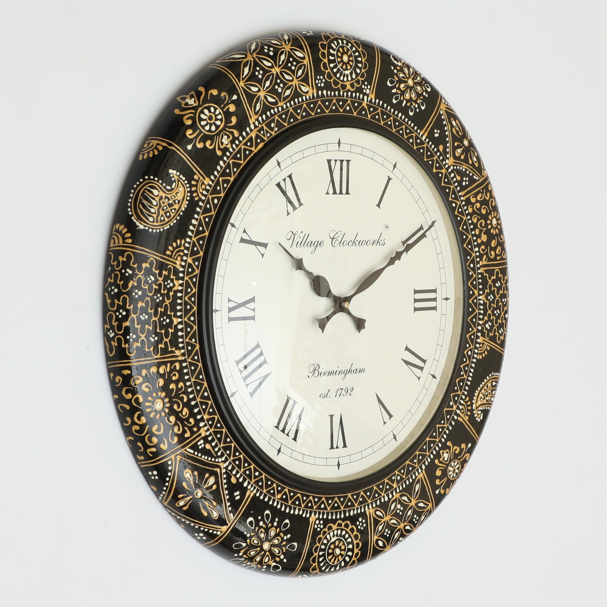 Vedas C-Griva Handpainted Wooden Wall Clock with Dial