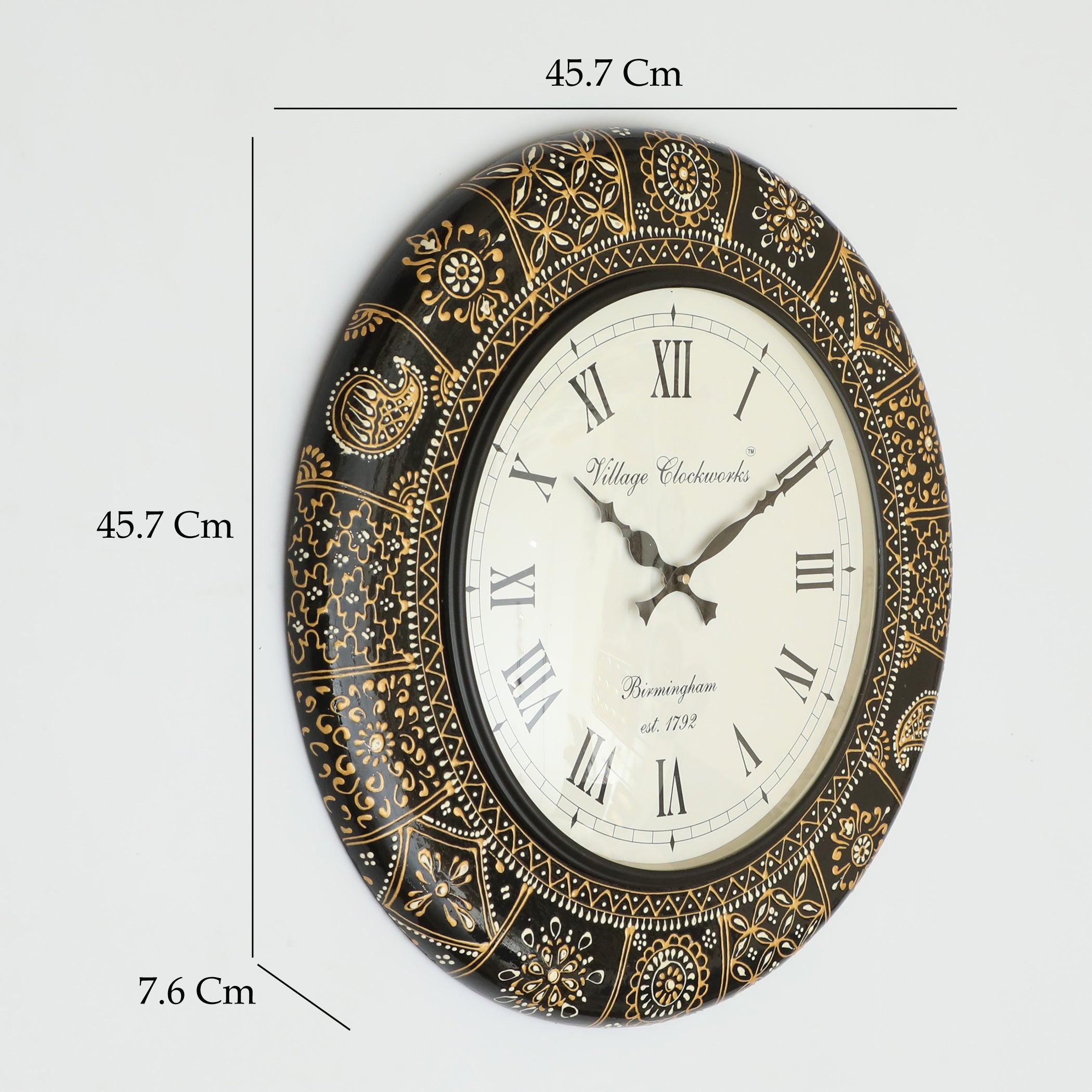 Vedas C-Griva Handpainted Wooden Wall Clock with Dial