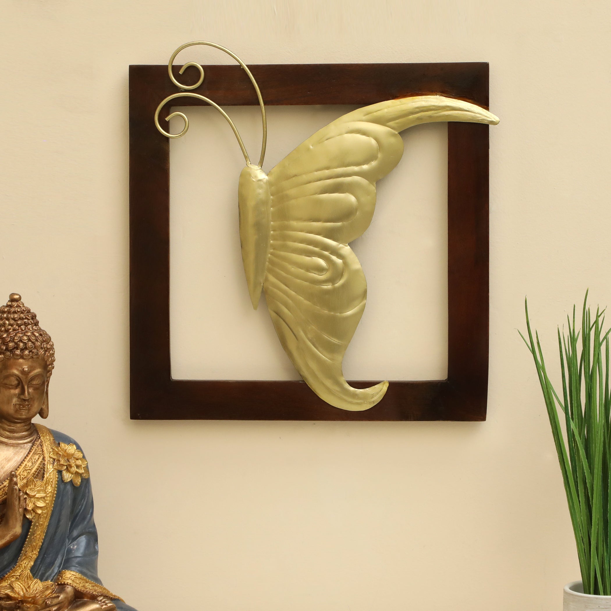Vedas W-Arya Right Butterfly Wooden Frame Wall Decor