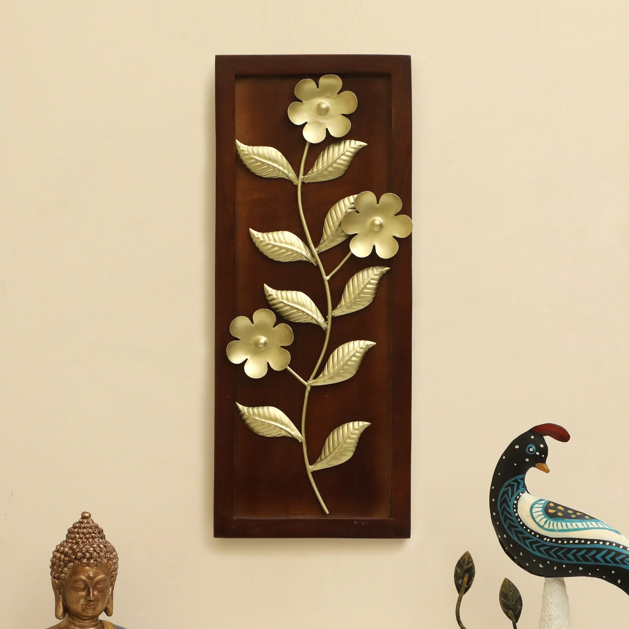 Vedas W-Oliver Leaf Wall Decor on Wooden Frame