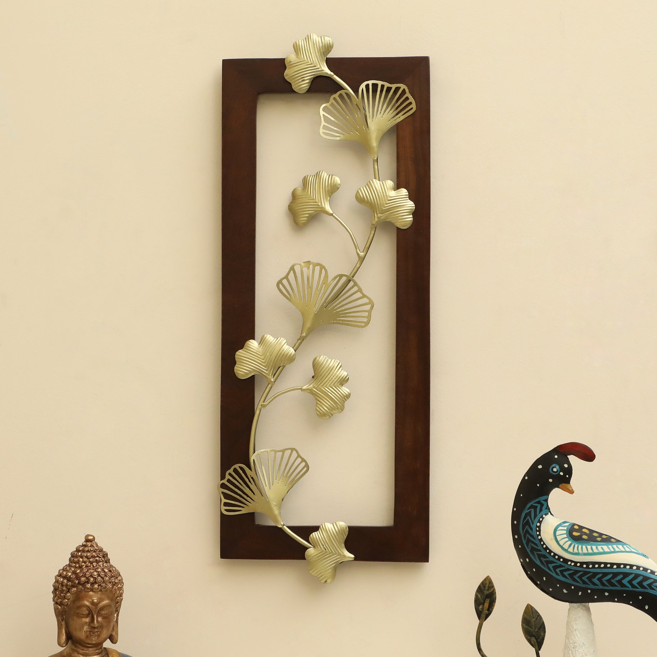 Vedas W-Alex Ginko Bunch Wall Decor on Wooden Frame