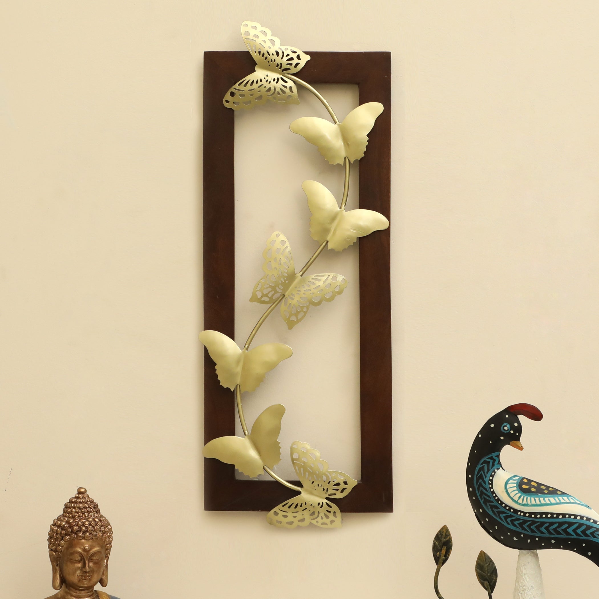 Vedas W--Alena Butterfly Wall Decor on Wooden Frame