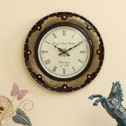 Vedas C-Jeet Wooden and Brass Wall Clock