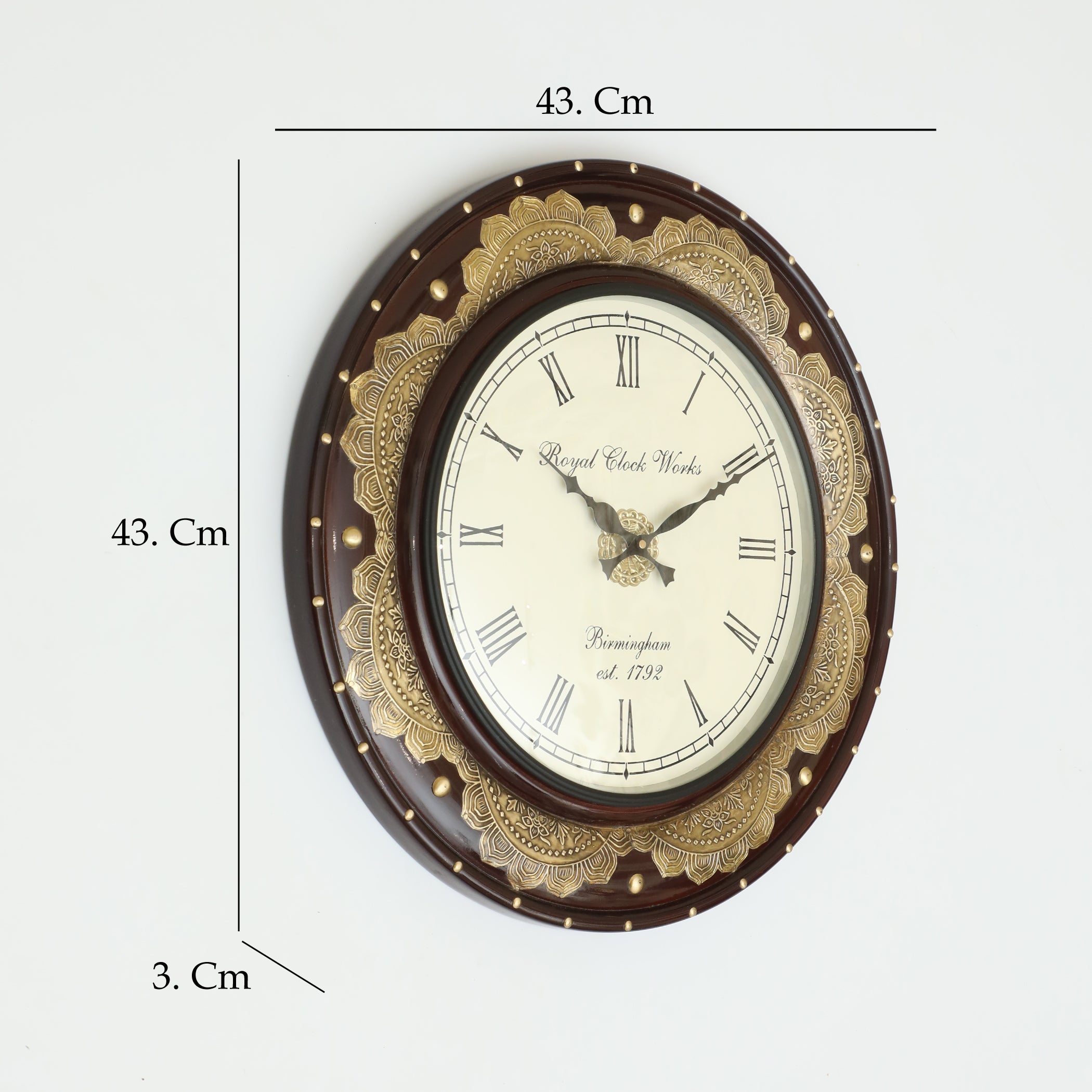 Vedas C-Jeet Wooden and Brass Wall Clock