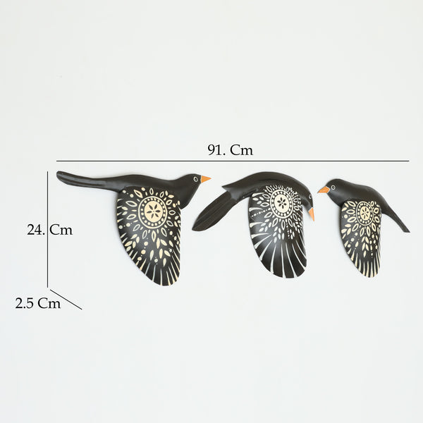 Vedas W Falguni Flying Bird Wall Decor Set of 3 dimensions