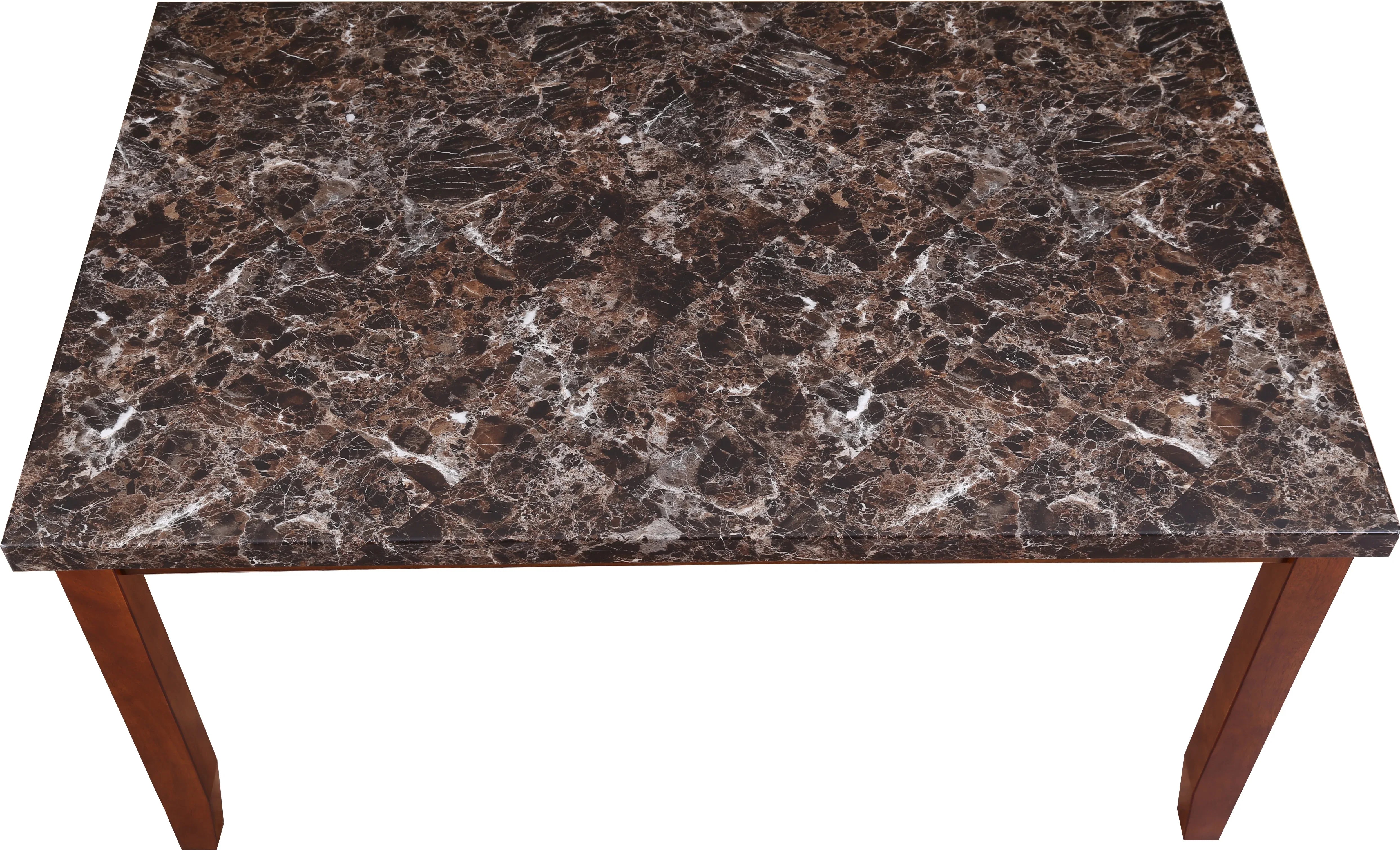 Eden Marble Finish Top 6 Seater Dining Set in Brown Colour - HomeTown