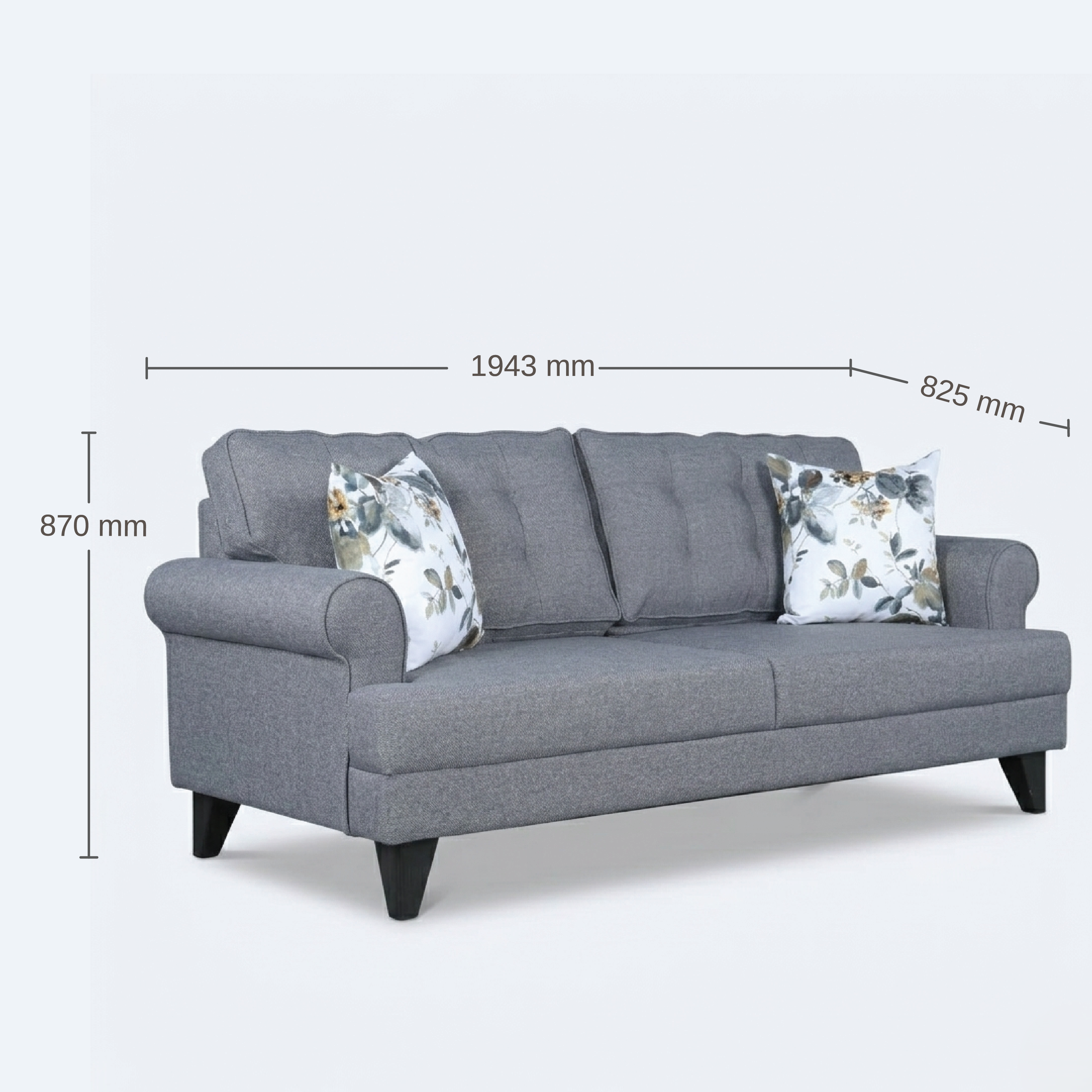 PADDINGTON FAB 3S SOFA GREY