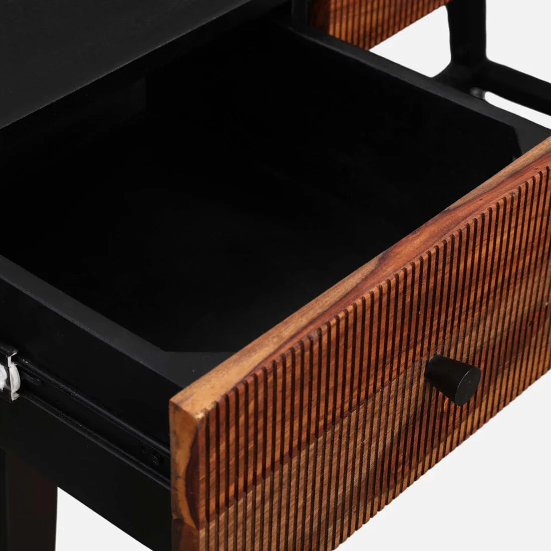 Sven Sheesham Wood(Rosewood) Study Table in Natural Sheesham & Black Colour - HomeTown