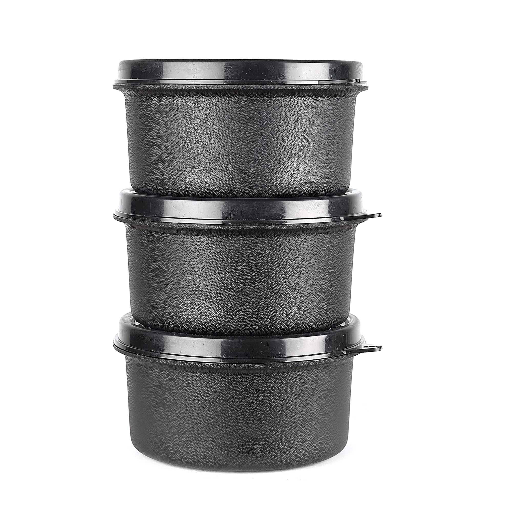 Microsafe 100% BPA Free Plastic & Stainless Steel Exa Lunch Box 400ml Set of 3 + Steel Bottle 500ml + Spoon + Carry Bag in Grey Colour - HomeTown