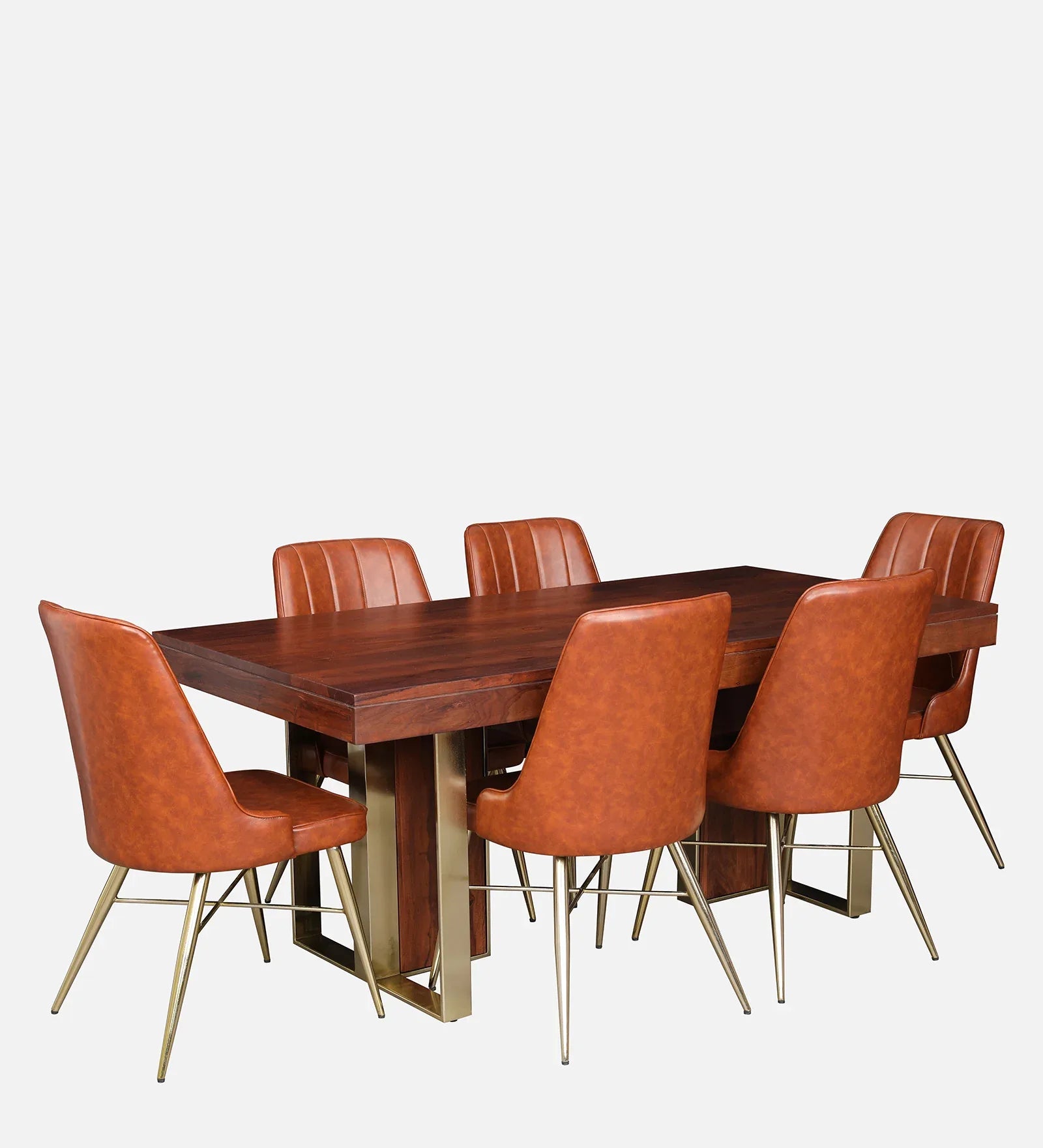 Marvis Sheesham Wood(Rosewood) Six Seater Dining Set in Walnut Colour - HomeTown