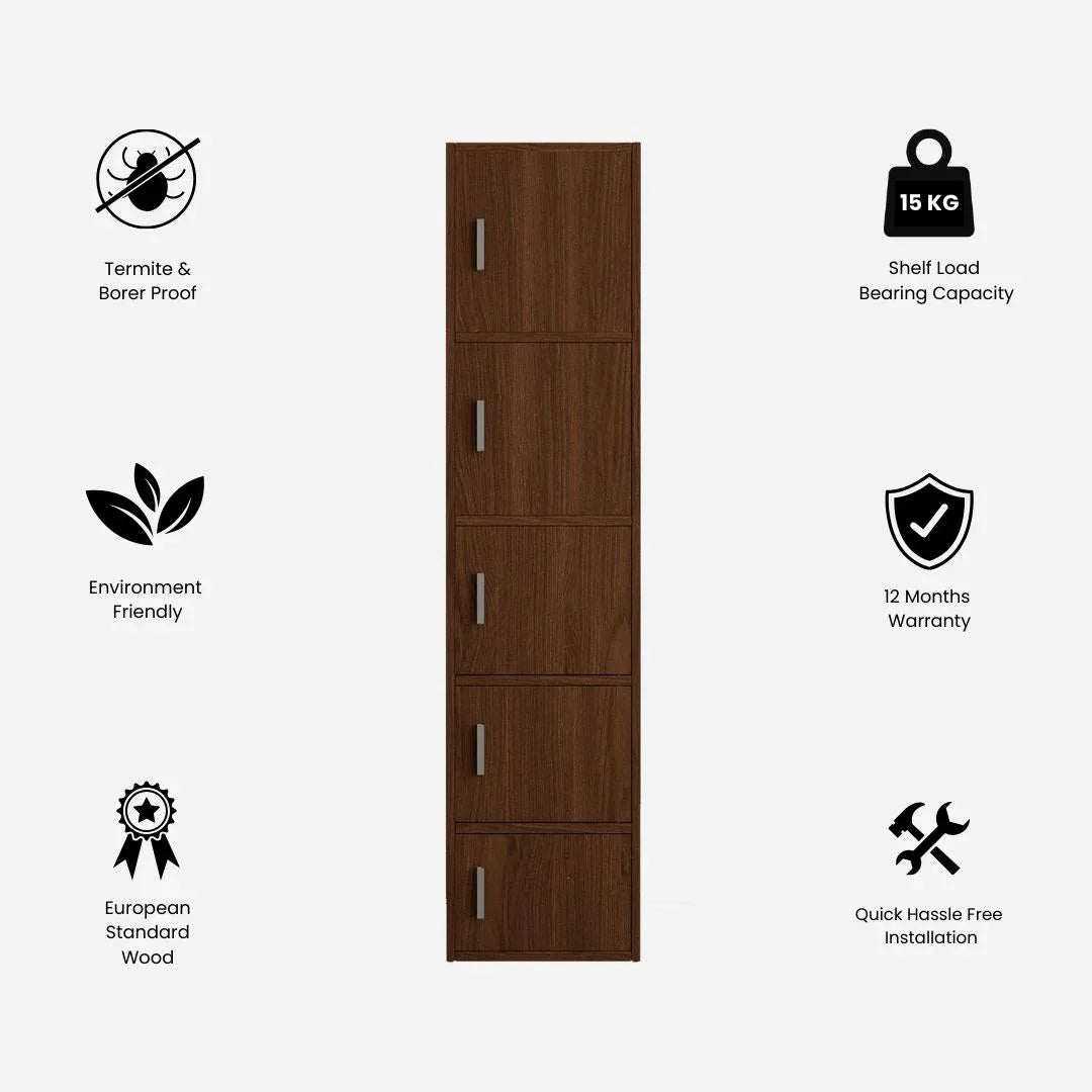 Albert Engineered Wood 5 Tier Cabinet in Oak Colour - HomeTown