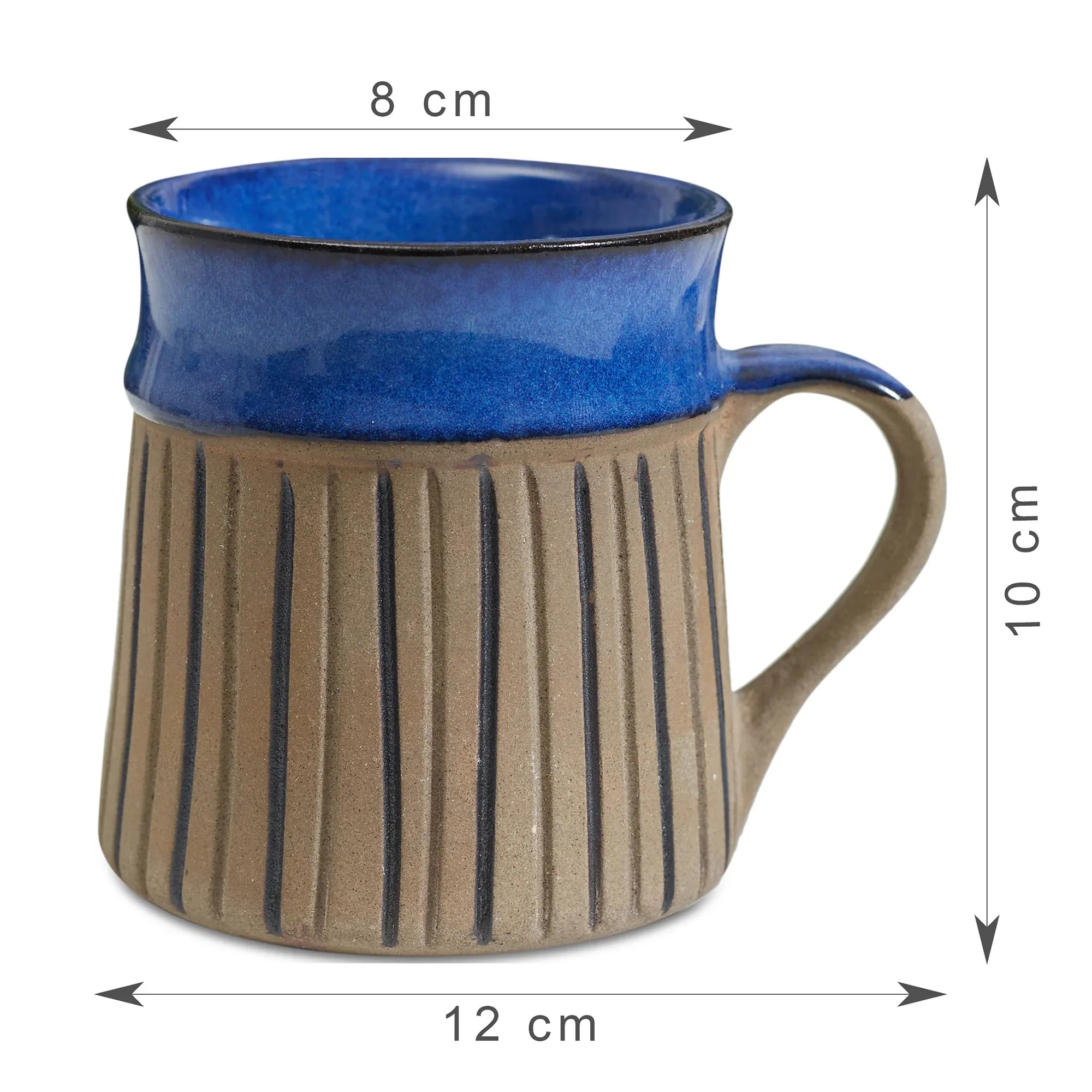 Fiesta Studio Pottery Unico Coffee Mug 300 ML Set of 4 in Cobalt & Brown Colour - HomeTown