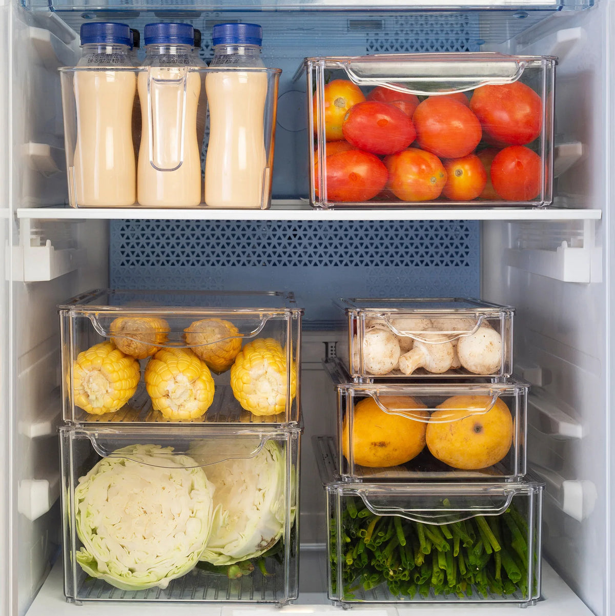 Robusto PET BPA Free Stackable Fridge Organizer with Lid & Drain- 8.8 Ltr in Transparent Colour - HomeTown