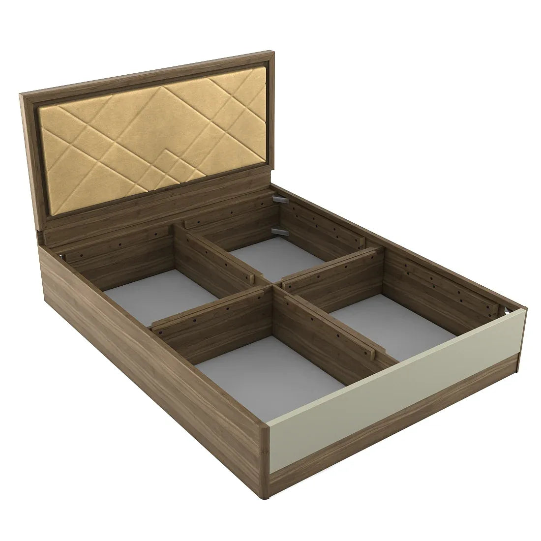 Petra Queen Bed With Box Storage in Walnut Colour - HomeTown