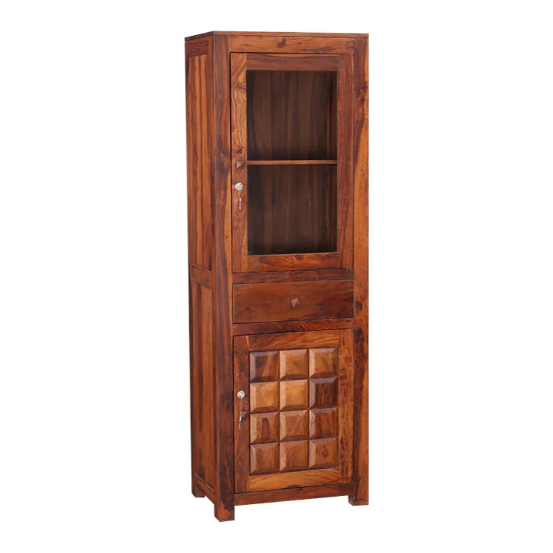 Woodrow Sheesham Wood(Rosewood) Tall Bar Cabinet in HONEY Colour - HomeTown