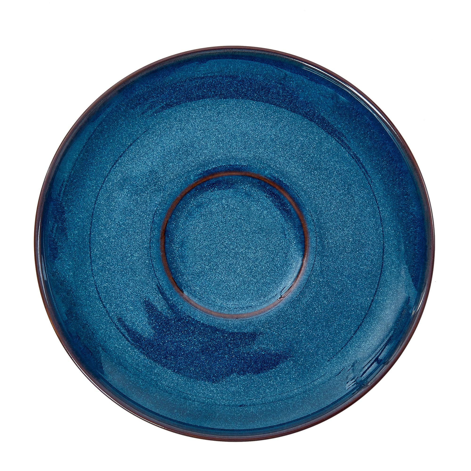 Hygge Studio Pottery Stoneware Cup & Saucer Set of 4 in Navy Blue Colour - HomeTown