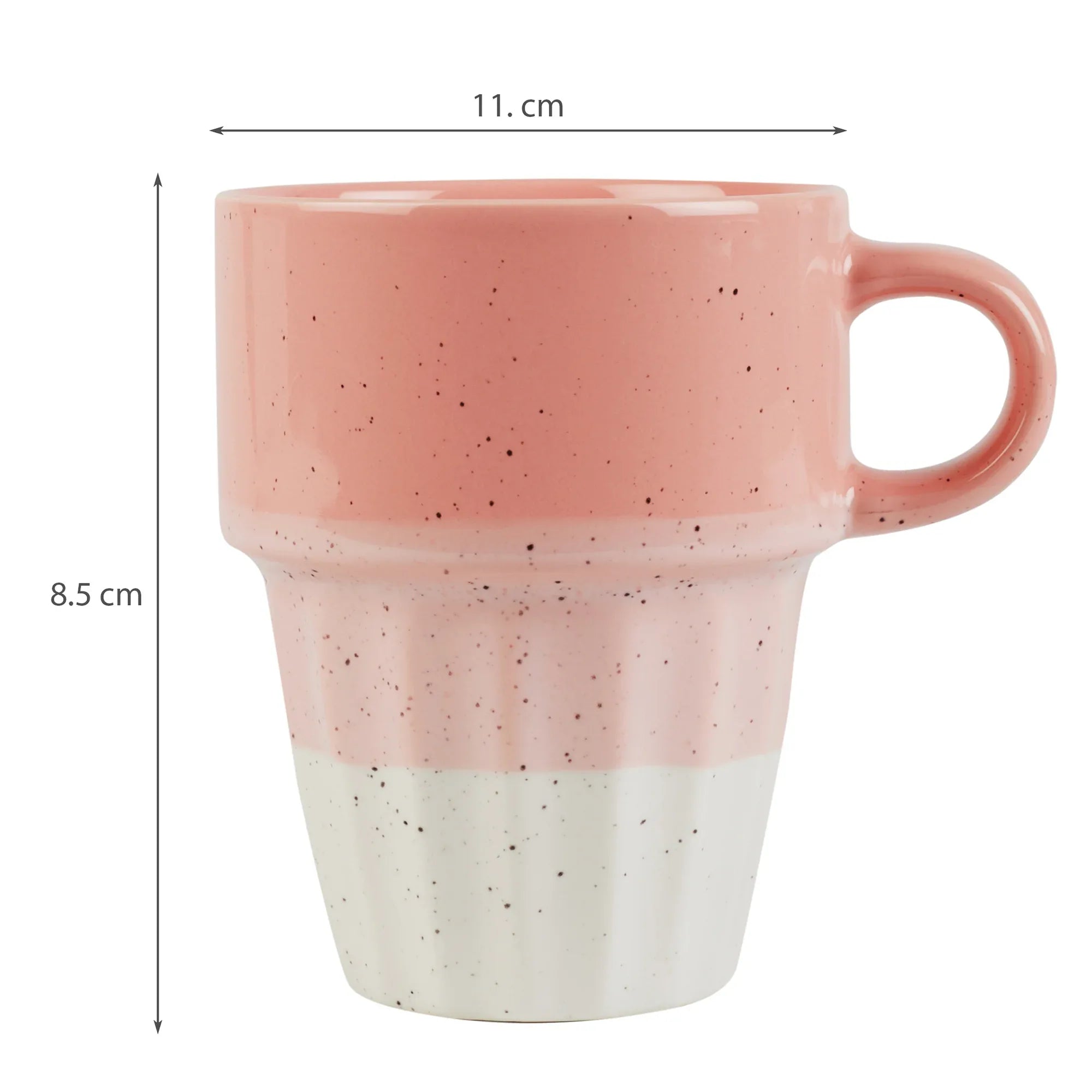 Emilia Ceramic Coffee Mugs Set Of 4 With Metal Stand in Blue & Pink Colour - HomeTown