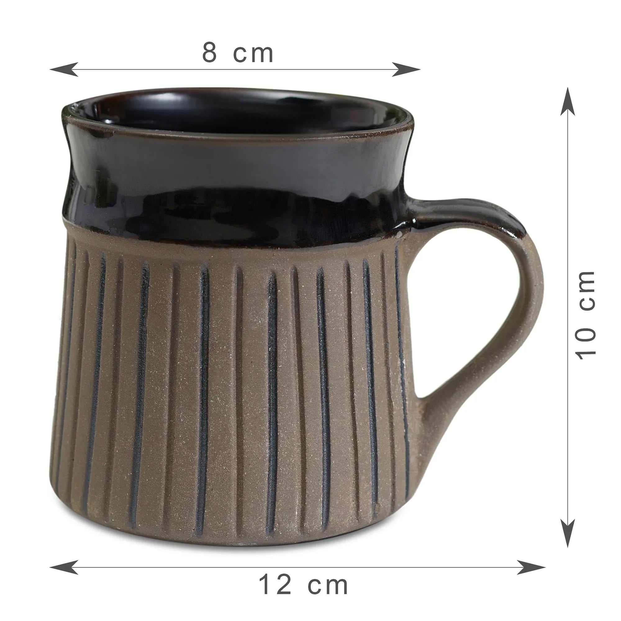 Fiesta Studio Pottery Ligne Coffee Mug 300 ML Set of 4 in Brown Colour - HomeTown
