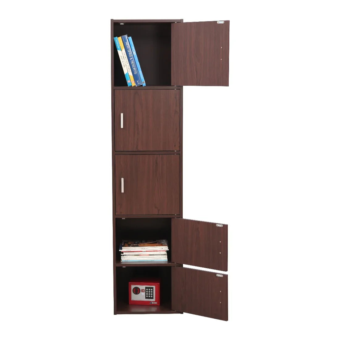 Albert Engineered Wood 5 Tier Cabinet in Cherry Brown Colour - HomeTown