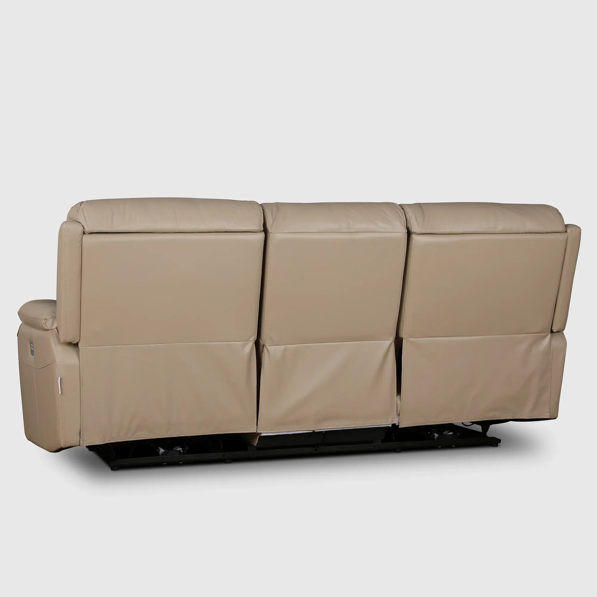 Plush Half Leather Three Seater Single Electric Recliner with Motion - HomeTown