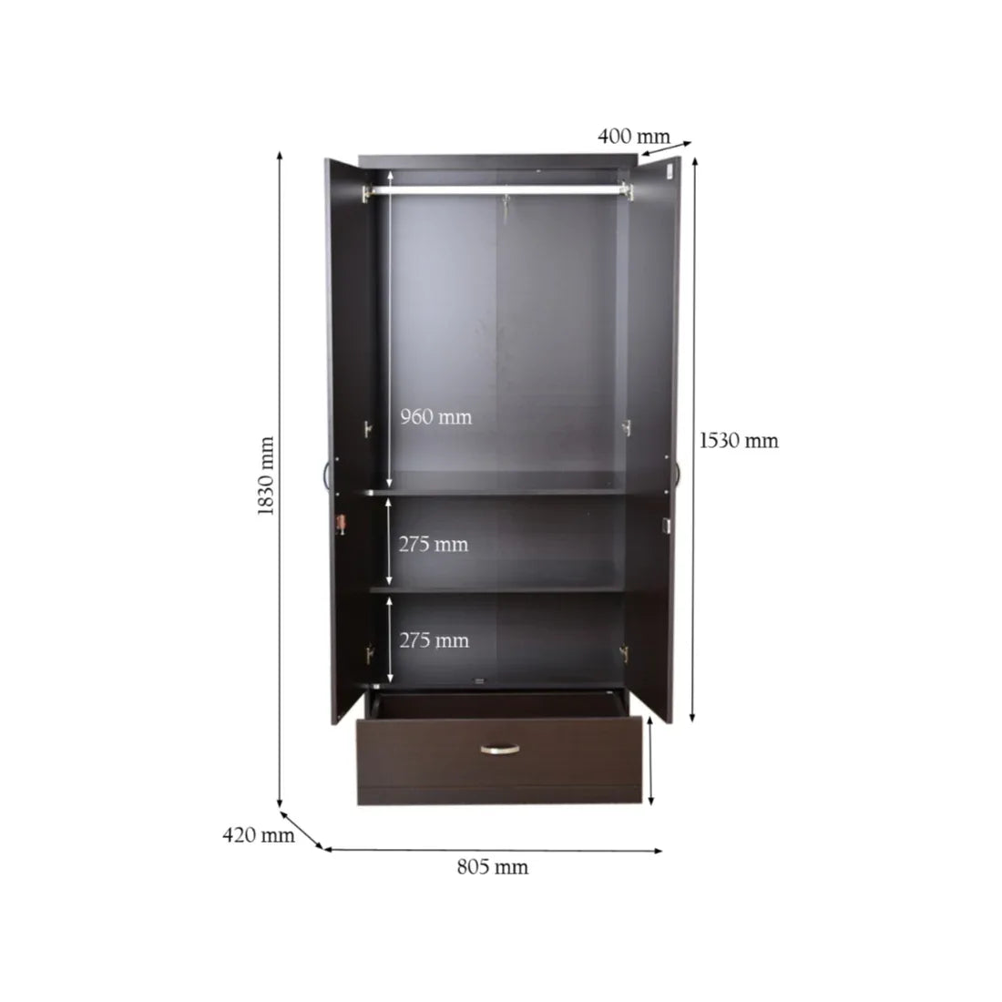 Utsav Two Door Wardrobe with Mirror - HomeTown