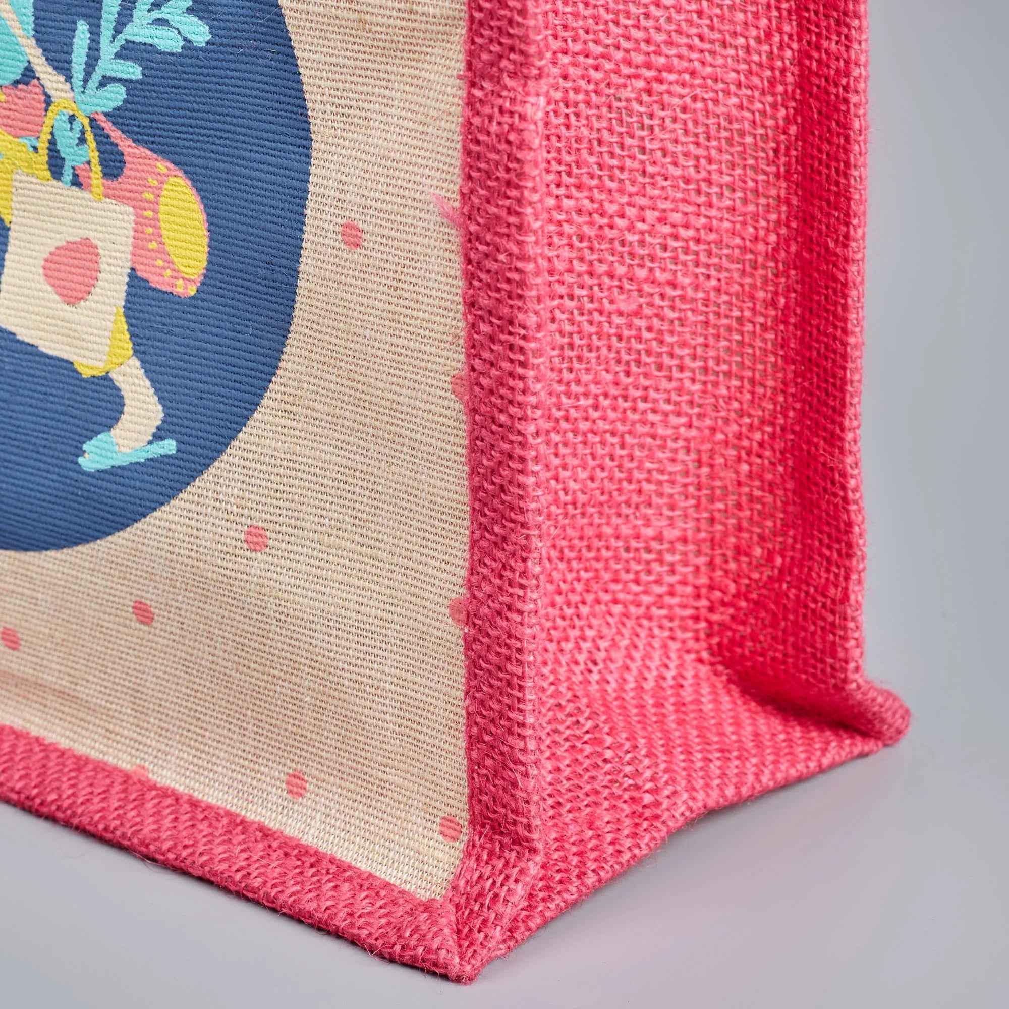 Good Life Jute Reversible Bag Garden Printed Lunch Bag 25.5 x 25.5 Cm in Multi Colour - HomeTown