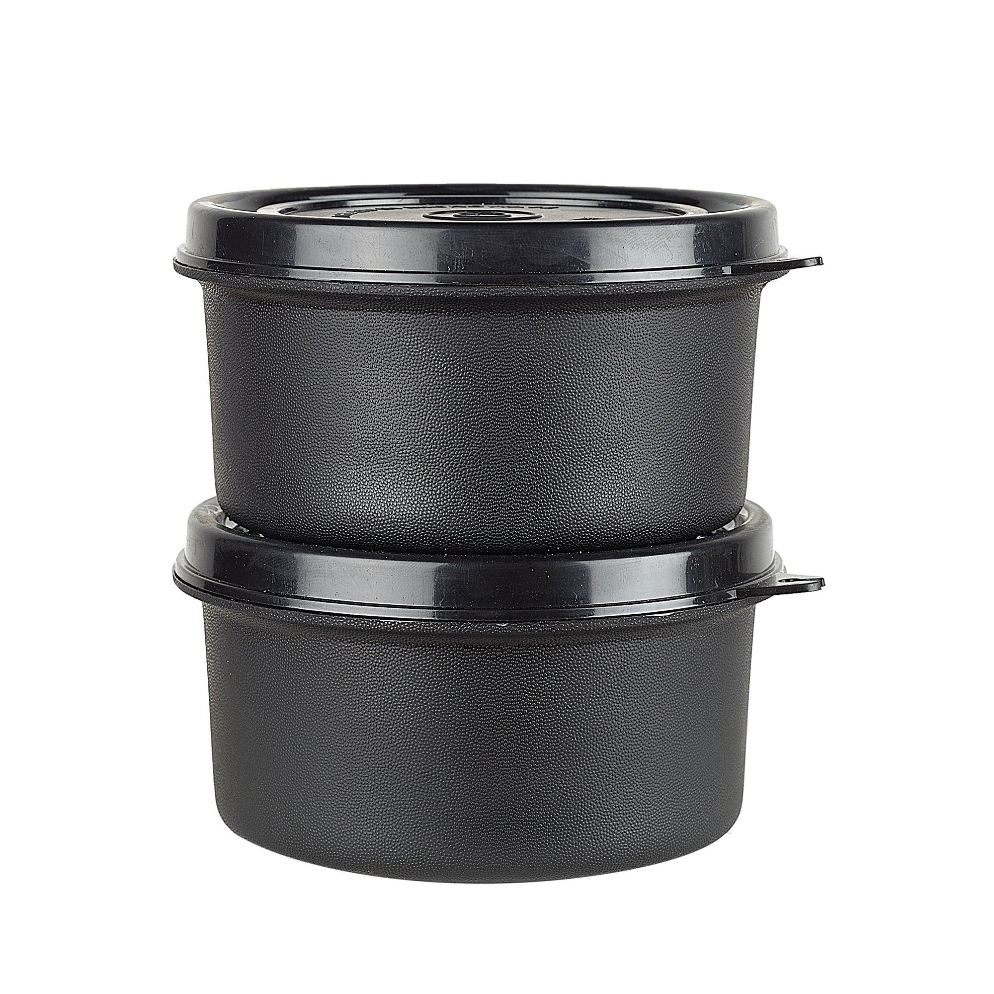 Microsafe 100% BPA Free Plastic & Stainless Steel Mega Lunch Box 400ml Set of 2 + Carry Bag in Grey Colour - HomeTown