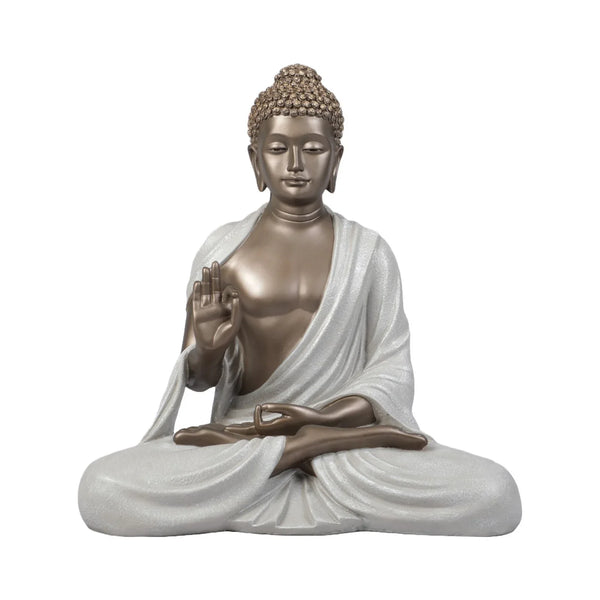 Diverse Expression Elegant Buddha Sculpture 46cm in Bronze White dimensions